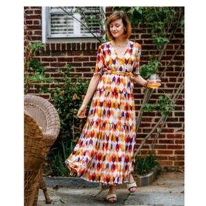 Roller Rabbit | Norma Gertrude Geo Print Wrap Maxi Dress - Size XS/ S